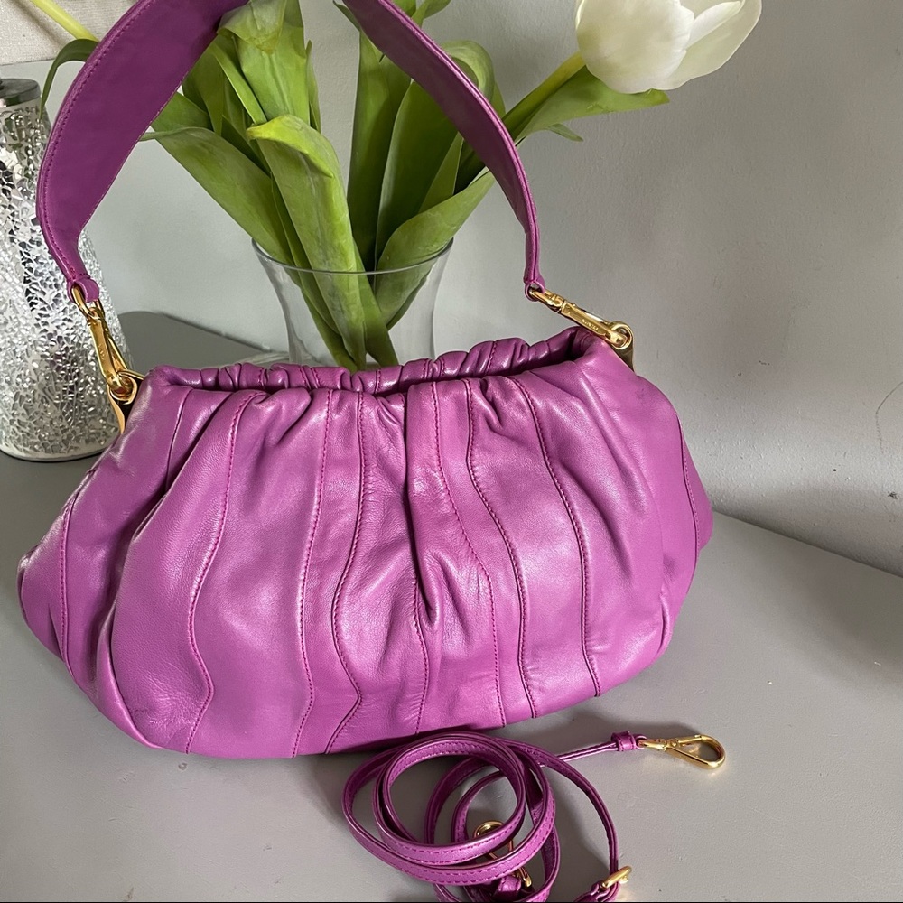 ❌SOLD❌ MINT Prada Napa Leather Stripe Clutch Crossbody Bag - Picture 5 of 15